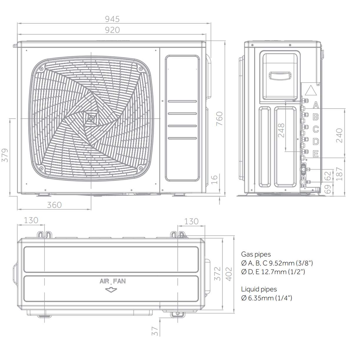 Haier buitenunit multi 10,5 kW R32 5U105S2SS5FA — afbeelding 2