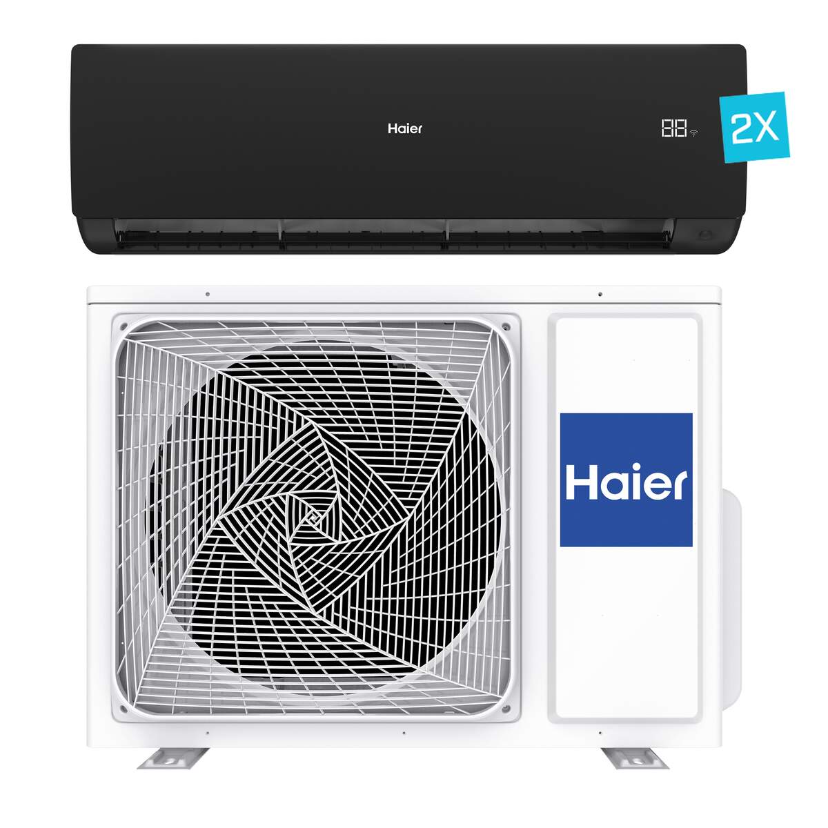 Haier Serene multi-split met 2 binnenunits van 2,5 kW, zwart